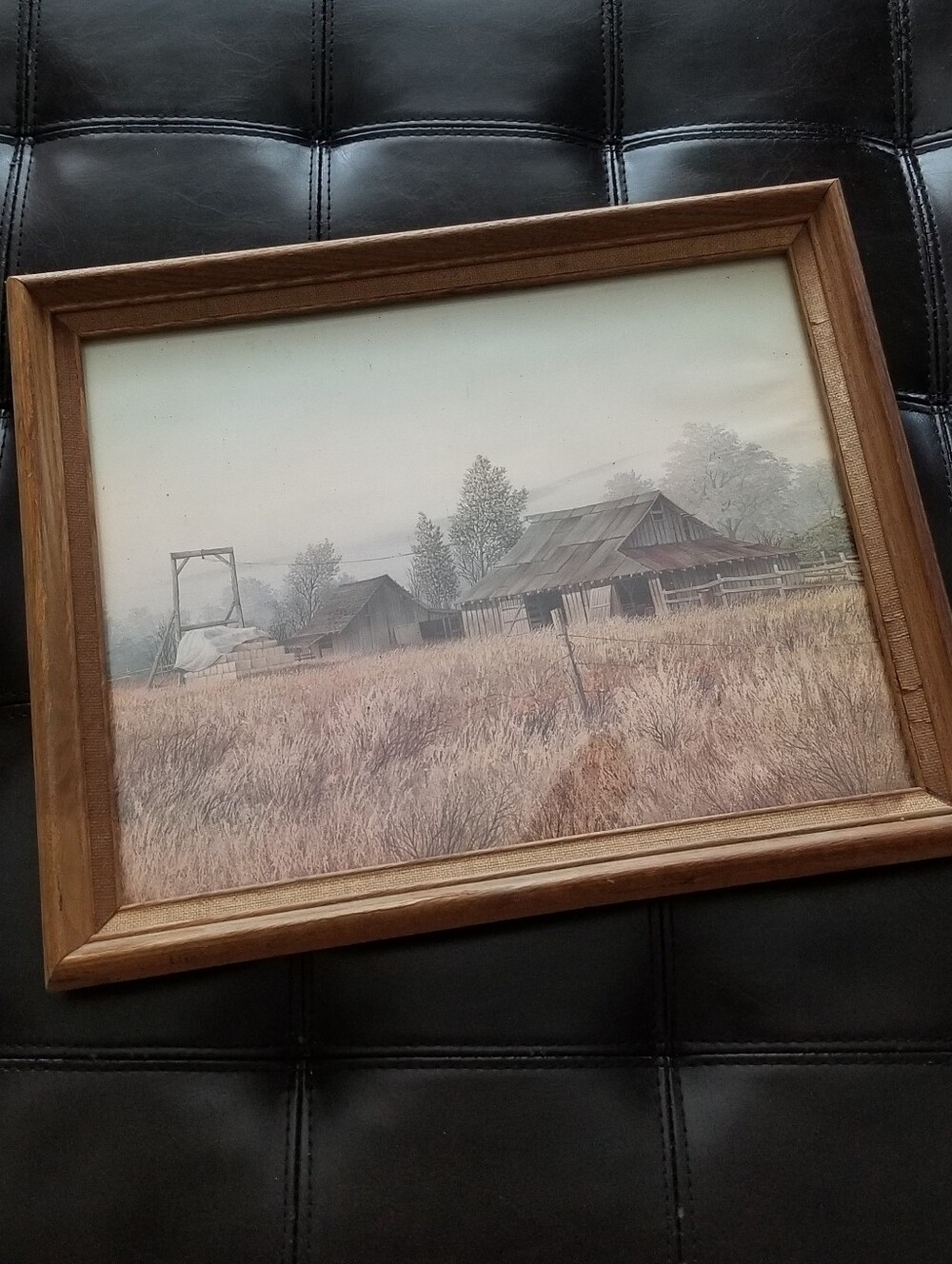 ❗Vintage Framed Rustic Barn Landscape Art❗